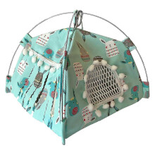 Small Animal Tent for Hamsters, Hedgehogs, Guinea Pigs - Waterproof Fabric Foldable Hideout with Curtain Mesh Window