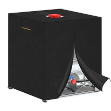 Schutzhülle für einen 1000-Liter-IBC-Container, aus wasserdichtem und reißfestem Oxford-Gewebe mit Belüftung, Abmessungen: 120 x 100 x 116 cm.