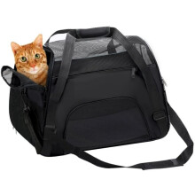 Porta-animais para cães e gatos com ventilação em múltiplas faces, bolsa de viagem durável com alça e cinto de ombro