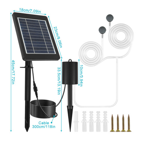 Solar Oxygen Pump 3-Level Adjustable Aerator with 6V 4W Panel 1
