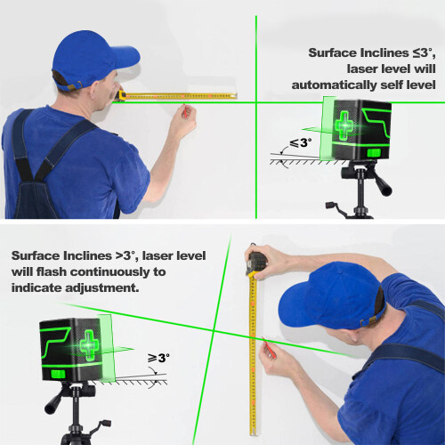 Type A Green 2L Self-Leveling Laser 8.1x7x6.2cm 1