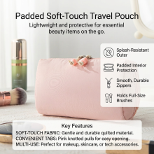 (Pink Lipstick Bag) Travel Cosmetic Bag with Compartments