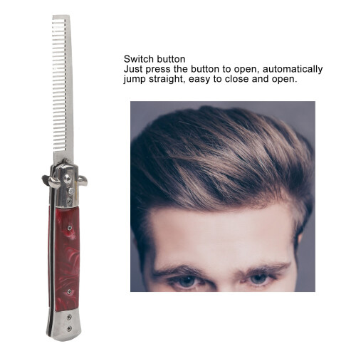 Switchblade Comb Stainless Steel Foldable redshell 2