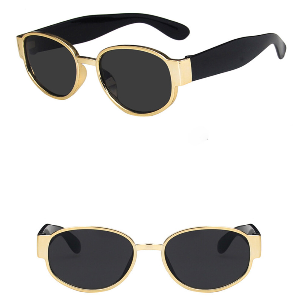 Dachuang Beauty Gold/Gray ( Frame Flakes) Retro Oval Uv Sunglasses For Driving & Vacation