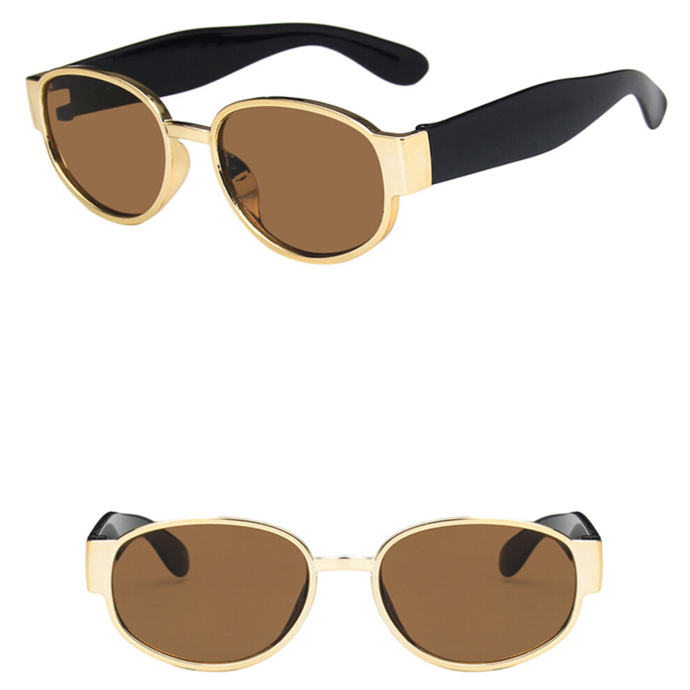 Dachuang Beauty Gold ( Box Of Tea) Retro Oval Uv Sunglasses For Driving & Vacation