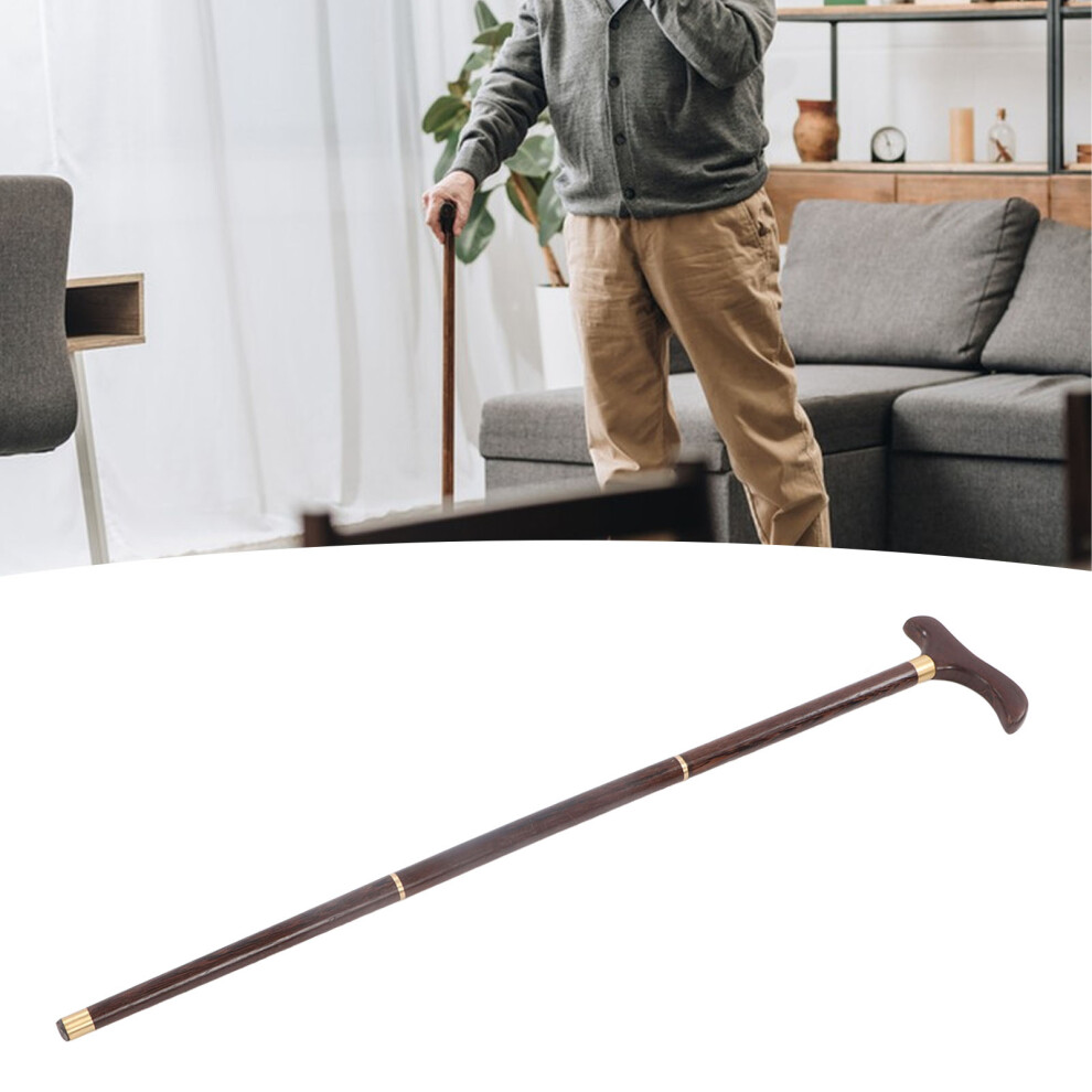 Detachable Wenge Walking Stick 88cm, Ergonomic Elderly Cane for Rehabilitation