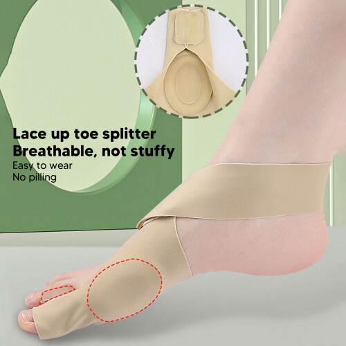 Bunion Relief Cross Strap Toe Separator Sock - Skin, Left Foot 2