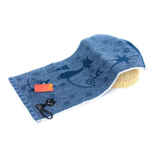 (Dark Blue) Cotton Cat Towel for Kids, Face & Sports Washcloth