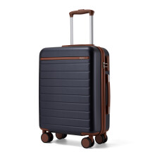 (Navy/Brown, 20Inch) 20/24/28Inch Hard Shell Suitcase 4 Wheels Cabin Hand Luggage Travel Case ABS+PC
