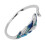 Open Ring S925 Sterling Silver Dazzling Blue Green Gradient Feather Adjustable 1