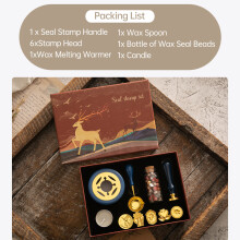 Wax Seal Stamp Kit with 6 Stamp Heads, Wax Beads & Warmer for Crafting
