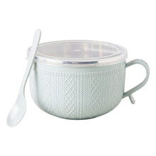 (Nordic Blue 5623) Stainless Steel Ramen Bowl Set with Lid & Spoon
