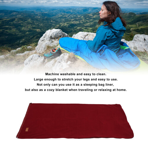 Super Thick Fleece Sleeping Bag Liner Blanket, Deep Red, 1006g 2