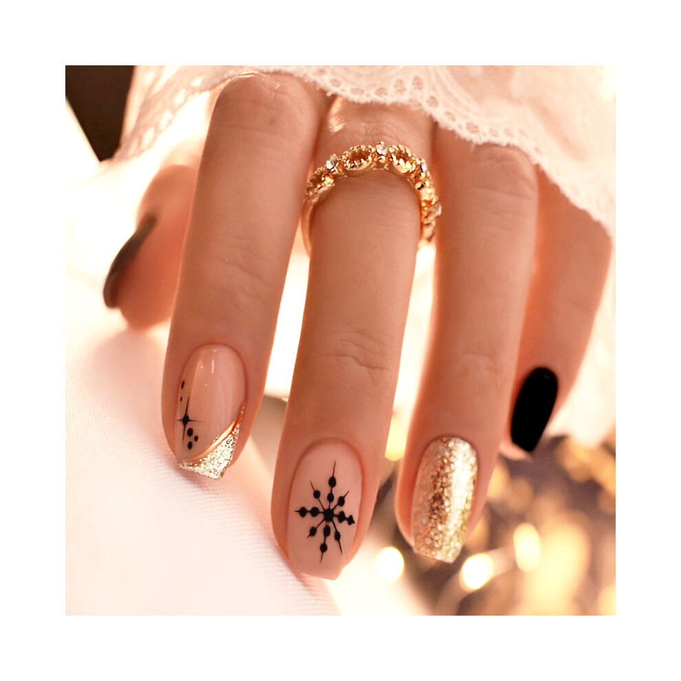 Roc-Electron Glitter Christmas Press-On Nails, Durable & Stylish