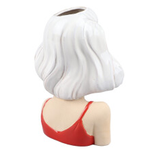 Girl Face Ceramic Vase, Modern Decorative Sculpture, White