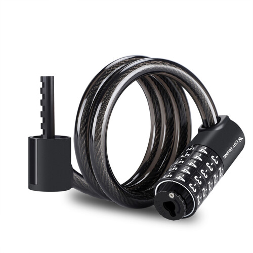Bicycle Lock 90/120/150cm 5-Digit Resettable Black 2
