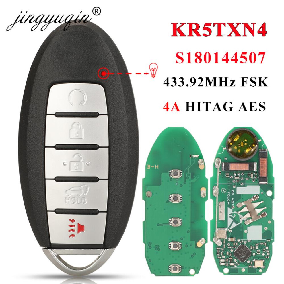 Kr5txn4 S180144507 Smart 5 Button Key For Nissan Rouge 2019 2020 2021 Kicks 433Mhz 4A Hitag Aes Ncf29a1m 285E3-6Rr7a 6935161683424