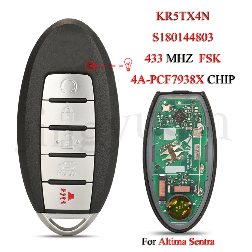 Kr5tx4n S180144803 Remote Smart Car Key For Nissan Altima Sentra Versa Fsk 433Mhz 4A Pcf7938x Chip 5 Buttons Keyless 6935161683394