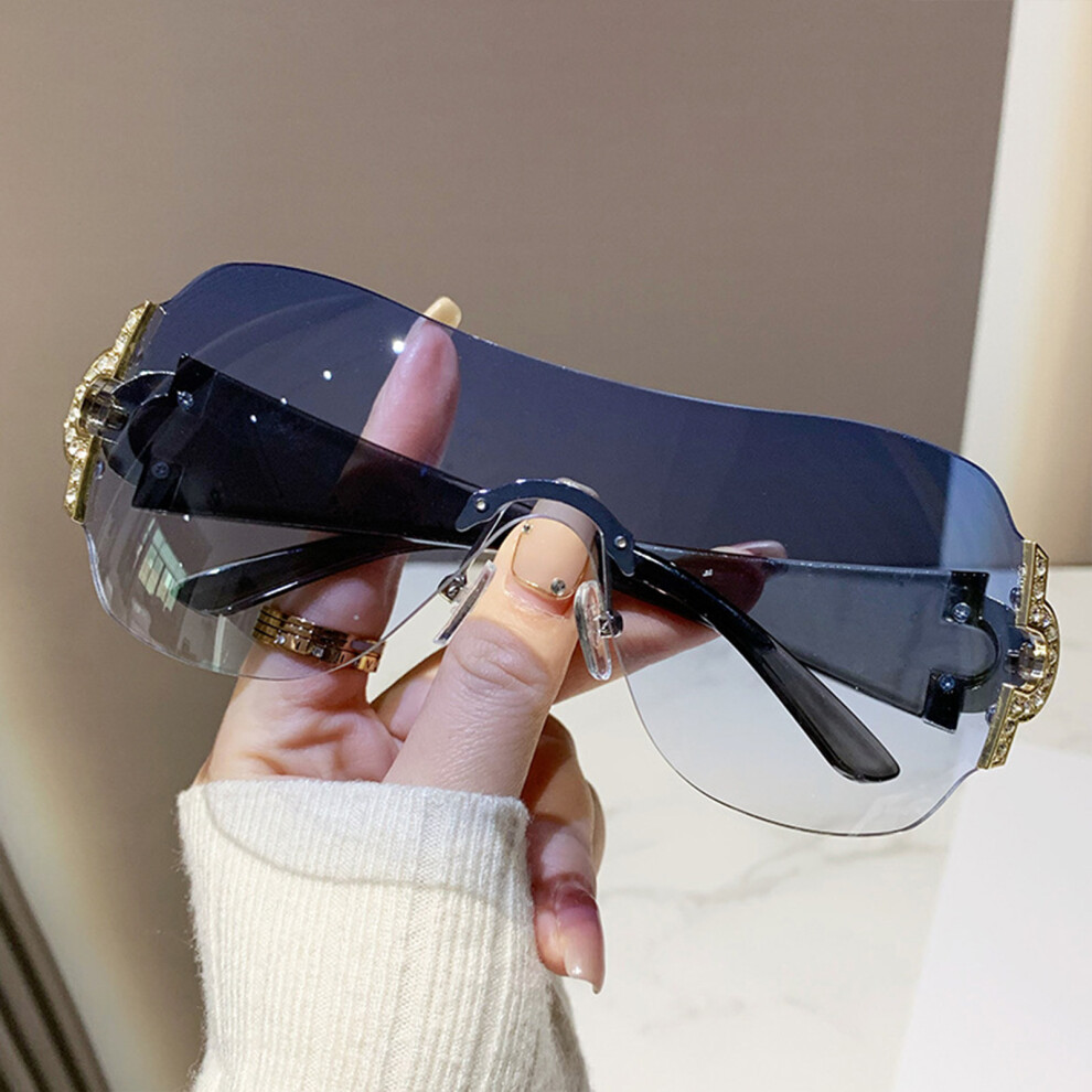 Penghui-Toys Gray (Transparent Feet Gradually ) Y2k Diamond Sunglasses For Women - Trendy Frameless