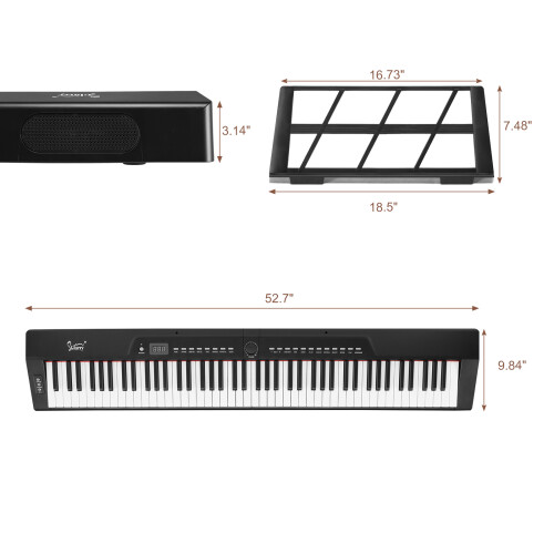 88 Key Semi-Weighted Keyboard MIDI Bluetooth Digital Piano Beginner Set 2