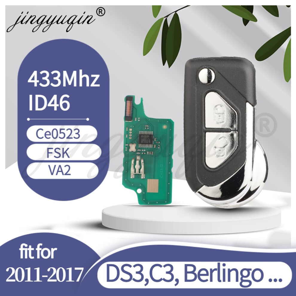 For Citroen Ds3 C3 Berlingo 2009-2017 Model: Ce0523 433Mhz Fsk Id46 Pcf7941 Chip 2 Buttons Flip Remote Car Key Fob 6935161682298