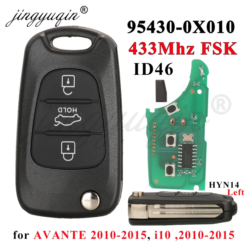 Flip Hyn14 Remote Car Key Fob For I10 Avante 2010 2011 2012 2013 2014 2015 433Mhz Fsk Id46 Chip 95430-0X010 Hm-T030 6935161681956