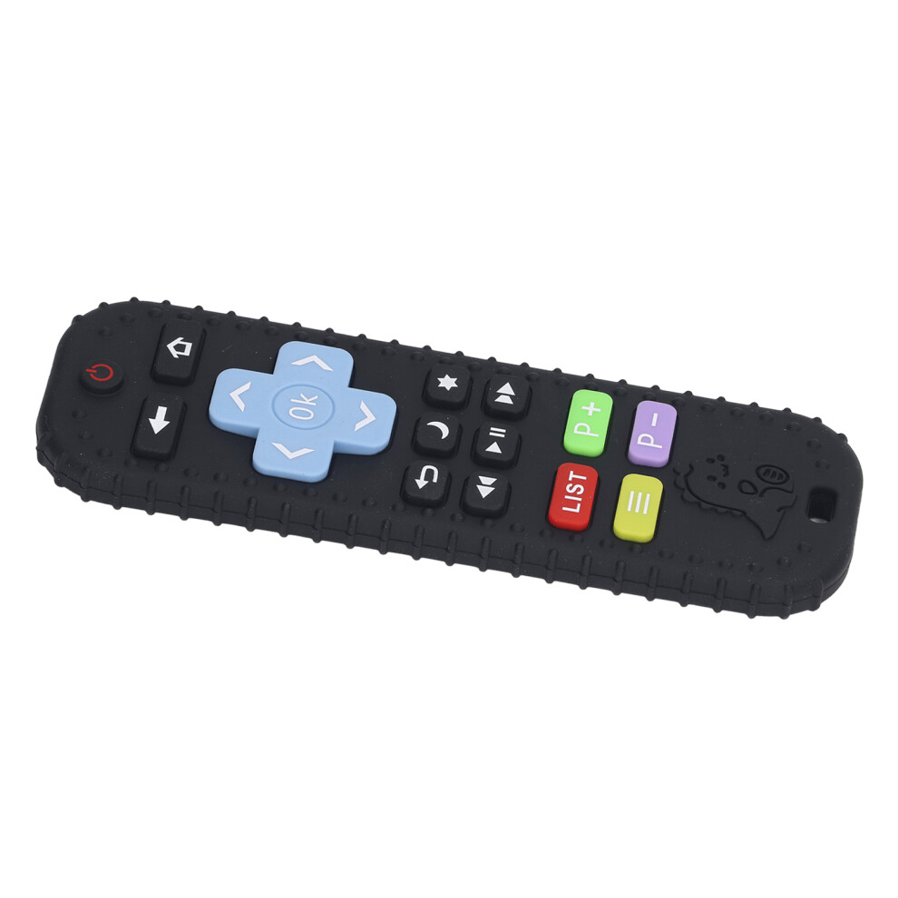 Baby Cartoon Remote Teether Toy, Silicone Sensory Chew For Toddler, Black