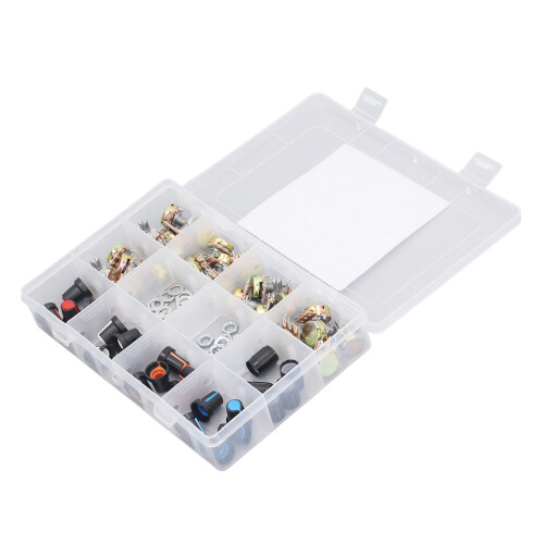 75Pcs Assorted Linear Potentiometer Kit with Knobs, Nuts & Washers 1