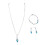 Blue Alloy 3pc Necklace Pendant Earrings Bracelet 2