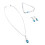 Blue Alloy 3pc Necklace Pendant Earrings Bracelet 16