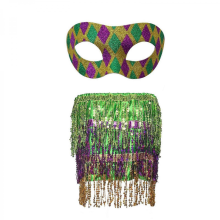 (Powdered mask and sk) A two-piece sequined mask and dress set, perfect for a masquerade ball.