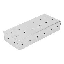 Stainless Steel Smoker Box with Vented Lid for BBQ, 378g, 22.2x9.6x4.4cm