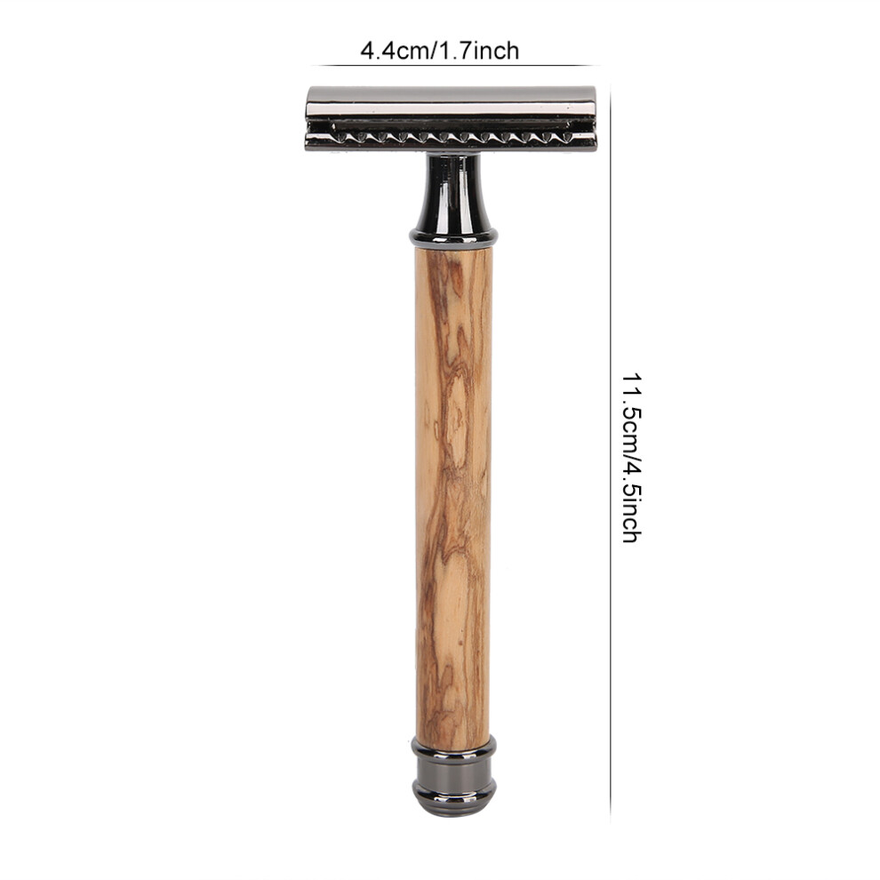 Black Double-Sided Wooden Handle Manual Razor - 11.5Cm