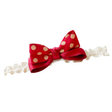 Baby Bow Headband Toddler Infant Girls Elastic Wave Point Design Wine Red