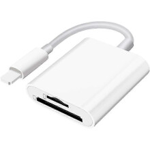 SD card reader for iPhone iPad camera, dual card slot memory card reader supports SD