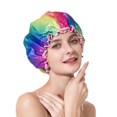(Rainbow) Bonnet de Douche Imperméable Double Couche Femme