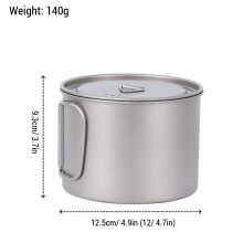 Camping Ti Pot 0.9L/1.1L, 12.5x9.3cm, Titanium