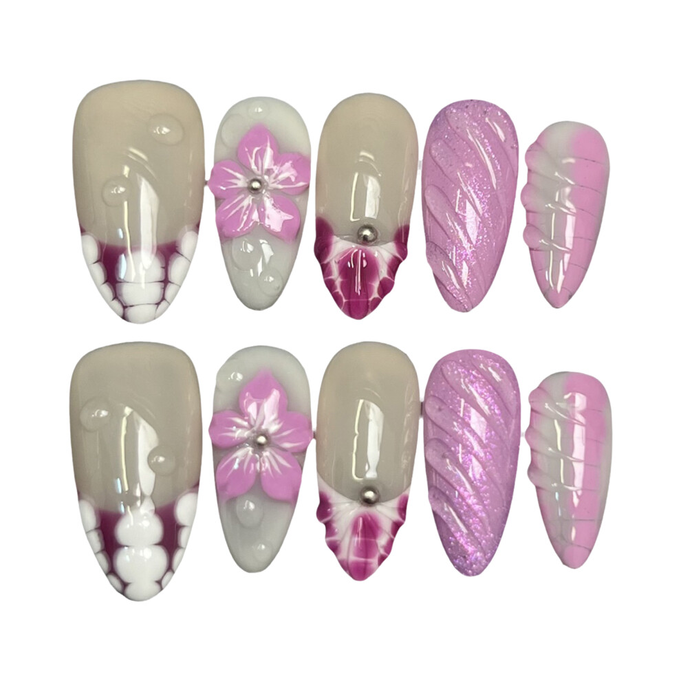 Dachuang Beauty (Xs) 10Pcs French Tip Fake Nails - Chip Proof