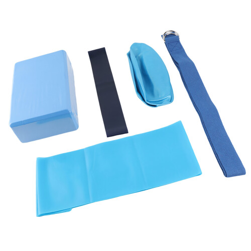 Yoga Kit 5pcs Latex Blocks Resistance Loop Stretch Strap Exercise Equipment