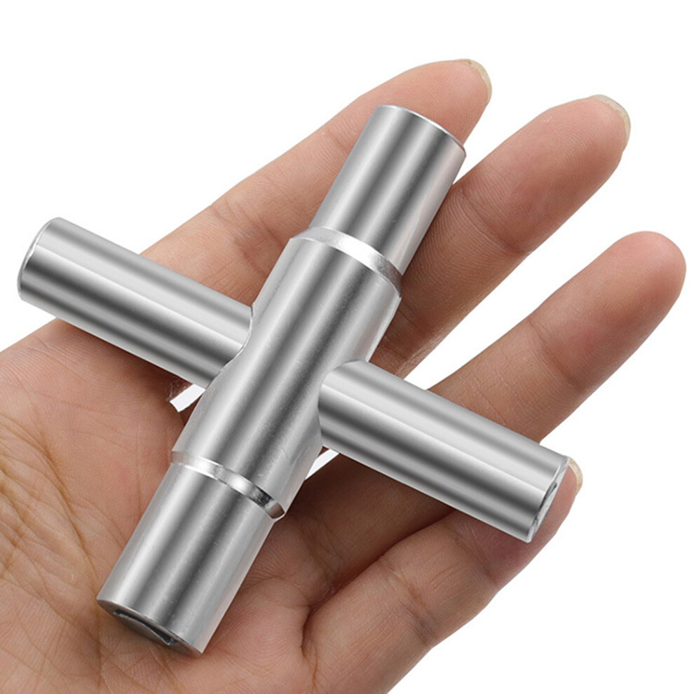4-Way Steel Sillcock Key, Silver Faucet Wrench Tool 6424024575100