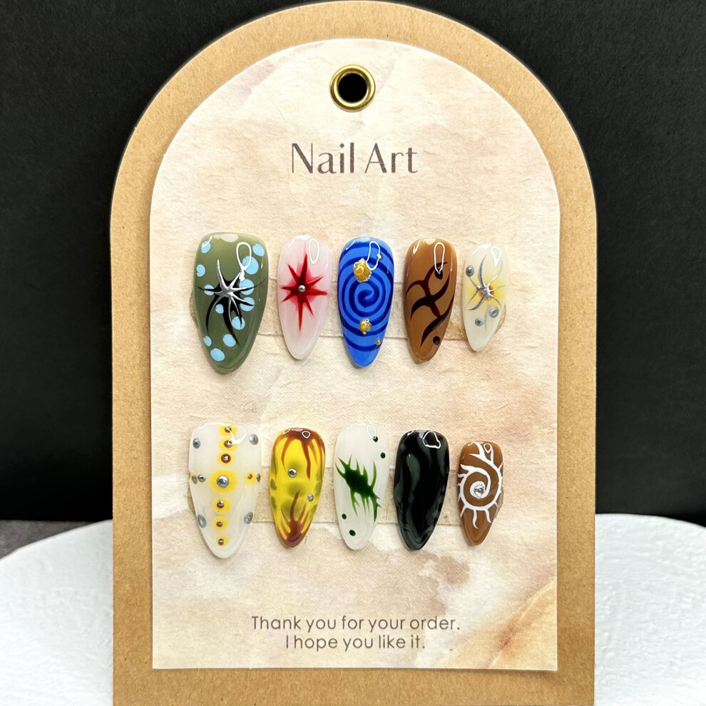 Dachuang Beauty (Xs) Hand-Painted Reusable False Nails - Salon Quality