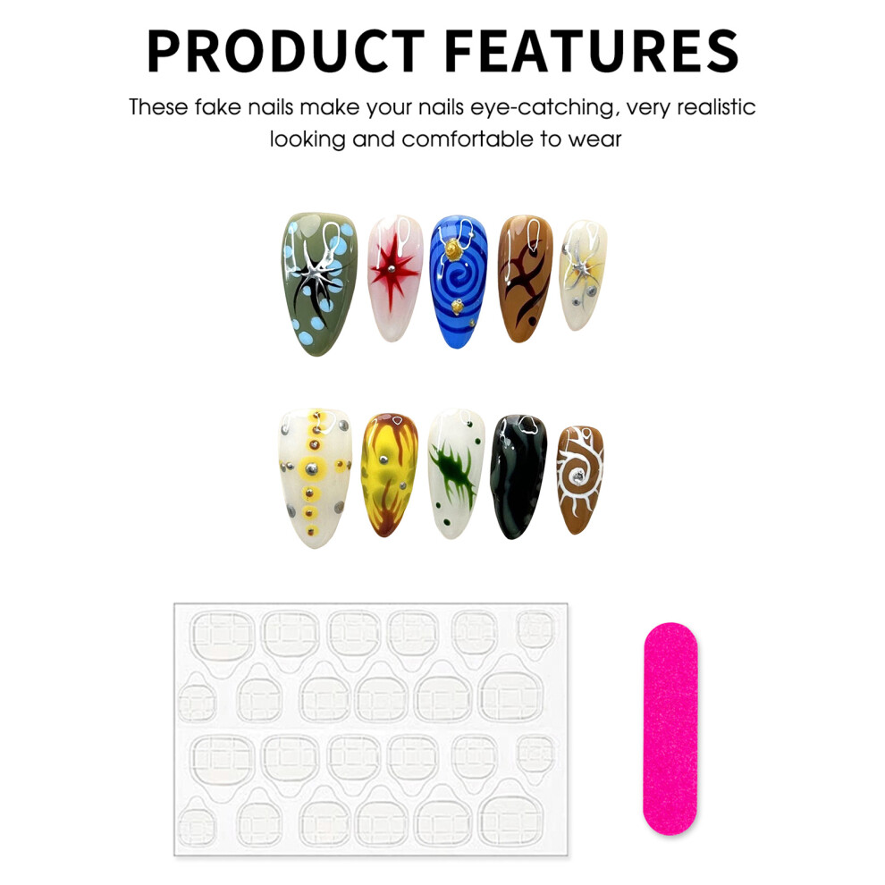 Dachuang Beauty (L) Hand-Painted Reusable False Nails - Salon Quality