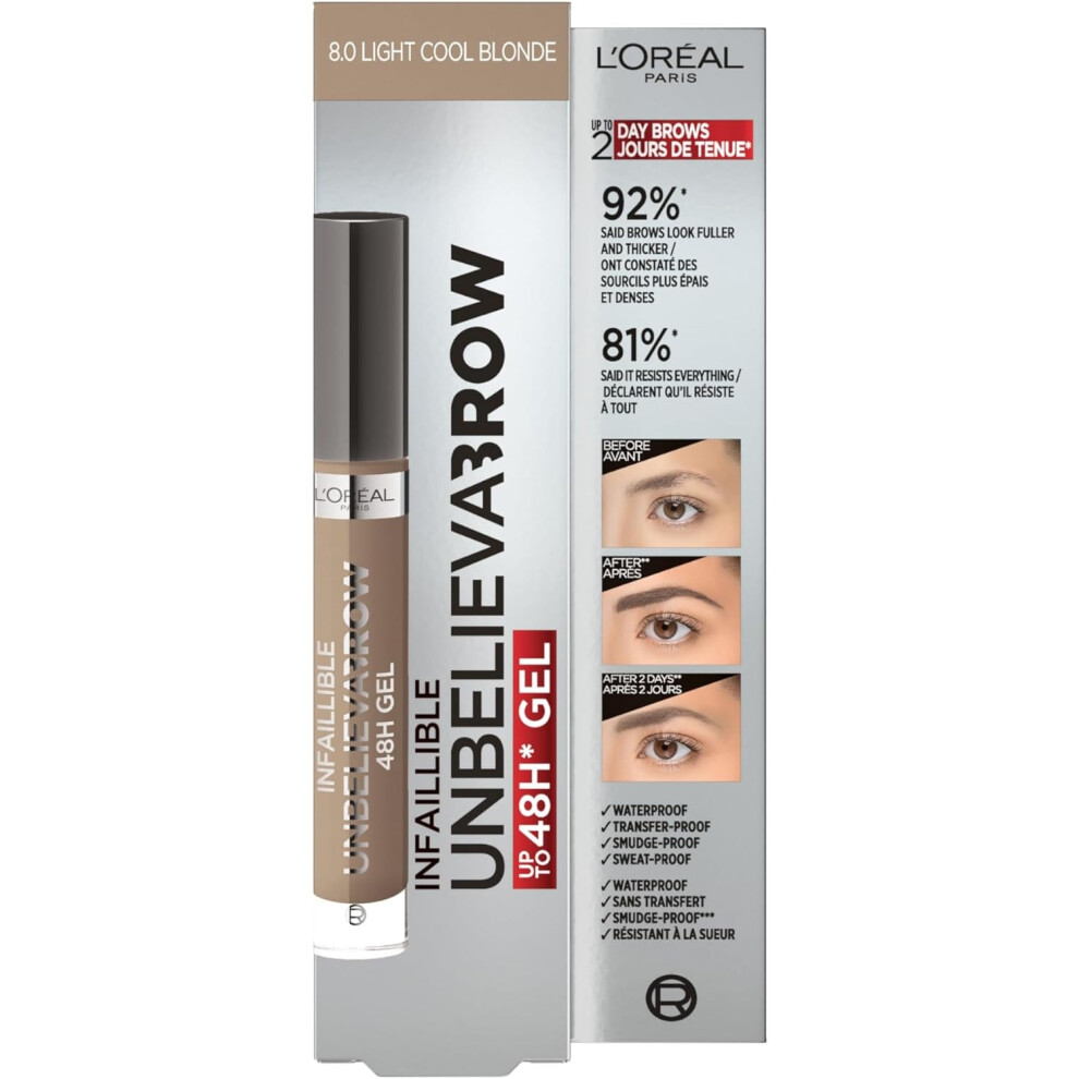 L’oréal Paris L'oreal Paris 48H Unbelievabrow Long-Lasting Eyebrow Gel, 8.0 Cool Blonde Light