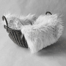 (Grey) 50x80cm Faux Fur Baby Blanket, Newborn Photo Prop