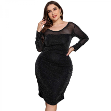 (Black, XL) Women's chiffon dance dress, double-layered long wrap dress