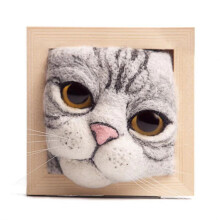 Kit per Lavorare A Maglia con Bambola A Forma di Testa di Gatto, con Ornamenti per Cornice per Foto e Base, Materiali Interattivi per Lavoretti In