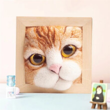 Kit per Lavorare A Maglia con Bambola A Forma di Testa di Gatto, con Ornamenti per Cornice per Foto e Base, Materiali Interattivi per Lavoretti In
