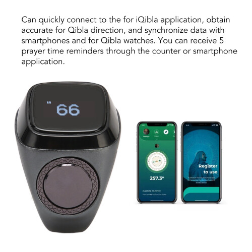 Smart BT Ring Counter 0.49in Screen Aluminum Alloy Portable Prayer Timer 2