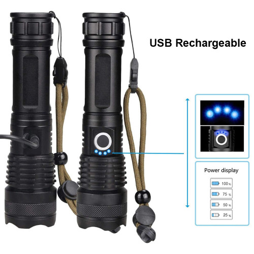 P50 1200mAh Flashlight 166x40x33mm Black USB 2