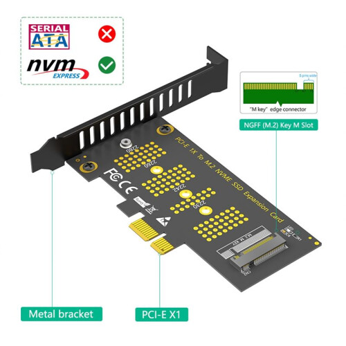 Adapter M.2 NGFF NVMe SSD do PCI-E 3.0 1X 2